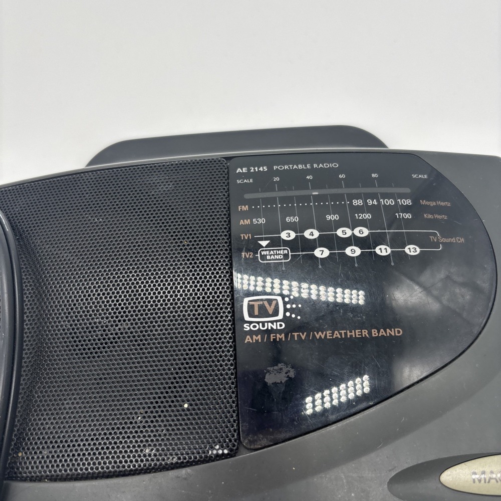 Magnavox AE2145 Portable AM FM TV Weather Radio Black . Tested And‎ Working. - Picture 12 of 15